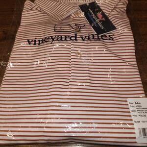 NEW Vineyard Vines On The Go Sankaty Polo Golf Mens XXL 2XL STRIPED White & Rust